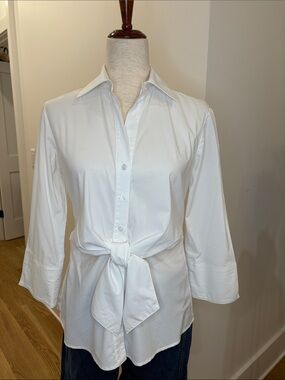 Finley Classic White Tie-Front Button-Up Shirt